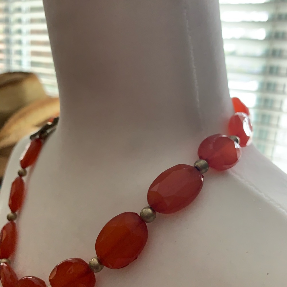 GOLD PLATED FLOWER WITH ORANGE MOON STONES - Picture 4 of 7